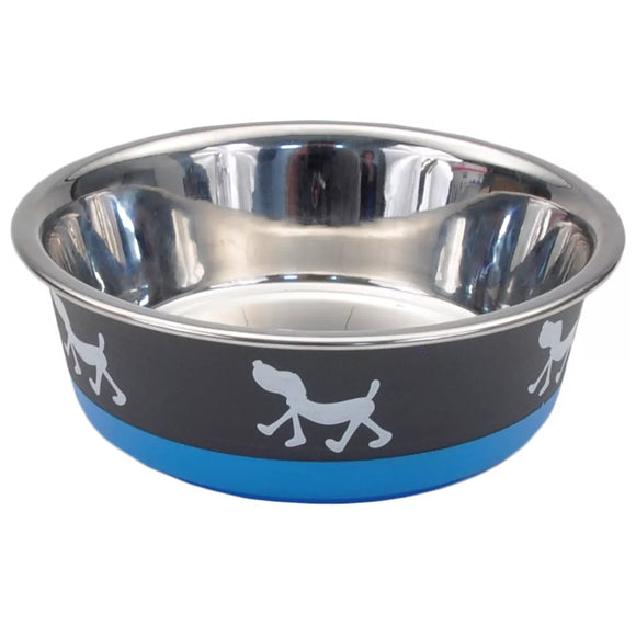Coastal Pet Products Maslow Design Series Non-Skid Pup Design Dog Bowls Blue & Gray 28 Oz (28 oz, Blue & Gray)
