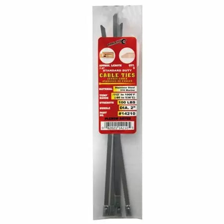 Tool City 7.9 in. L Stainless Steel Cable Tie 5 Pack (7.9, Stainless Steel)
