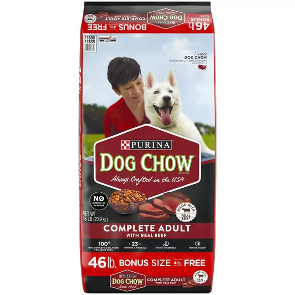 Purina Dog Chow Dry Dog Food Complete Adult With Real Beef (46 lb)