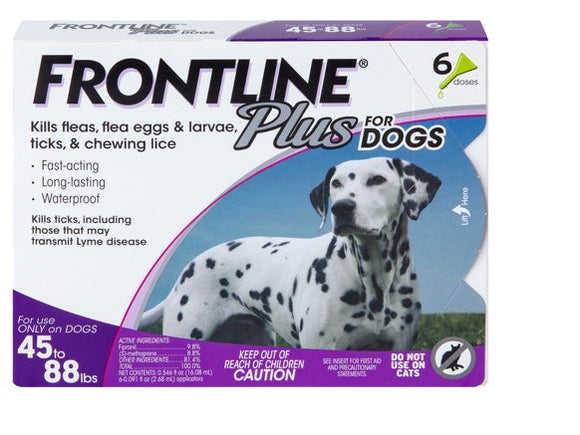 Merial Frontline Plus Flea And Tick Control For 45 To 88 Pounds Dogs 6 Doses (45-88 lbs)