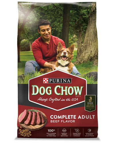 Purina Dog Chow Complete Adult Dry Dog Food Kibble Beef Flavor (46 lb)