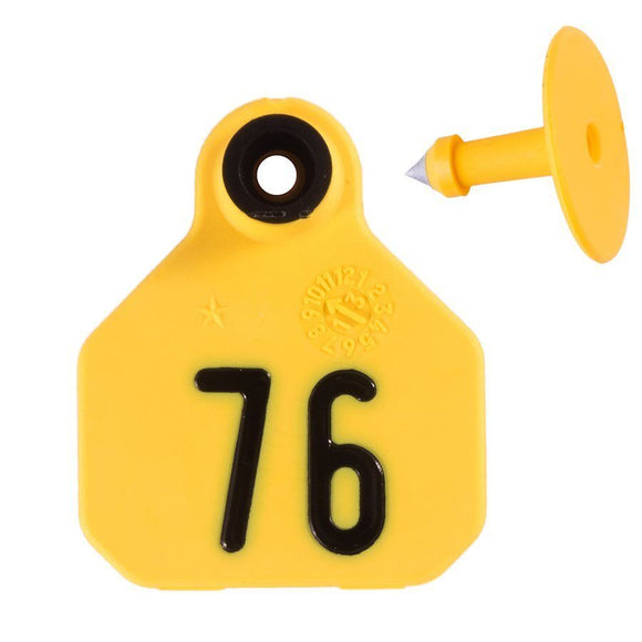 Ytex 4 Star Large Cattle Id Ear Tags Yellow Numbered 76-100 (Large, Yellow)