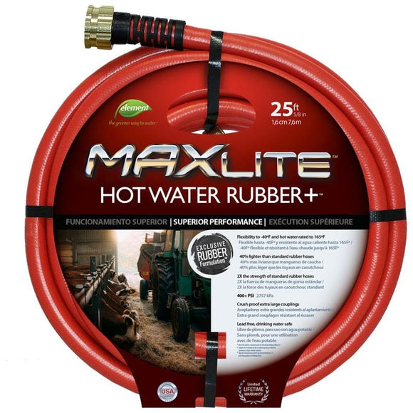 SWAN ELEMENT MAXLITE HOT RUBBER+ HOSE (5/8 IN X 25 FT, RED)