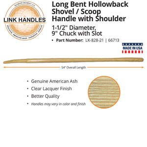 Seymour Link Handle 54" bent hollowback Shovel/scoop Handle, with shoulder, 1-1/2" diameter, 9" chuck