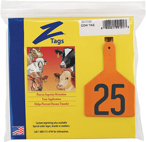 Z Tags 1 Piece Pre Numbered Hot Stamp Tags For Cows Numbers From 1 To 25 Orange