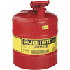 Justrite 5 Gal. Type I Galvanized Steel Safety Fuel Can, Red